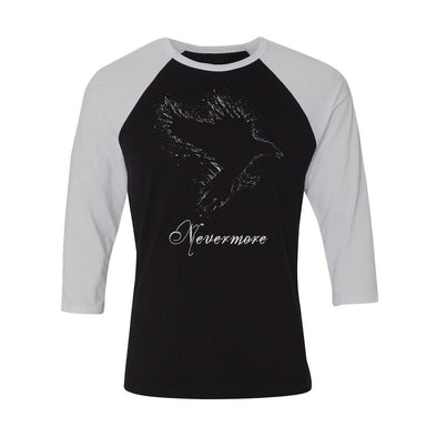 teelaunch T-shirt Canvas Unisex 3/4 Raglan / Black/White / S Nevermore Unisex Raglan