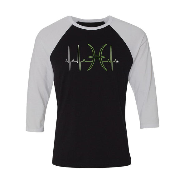 teelaunch T-shirt Canvas Unisex 3/4 Raglan / Black/White / S Pisces - Zodiac Arrest Unisex Raglan