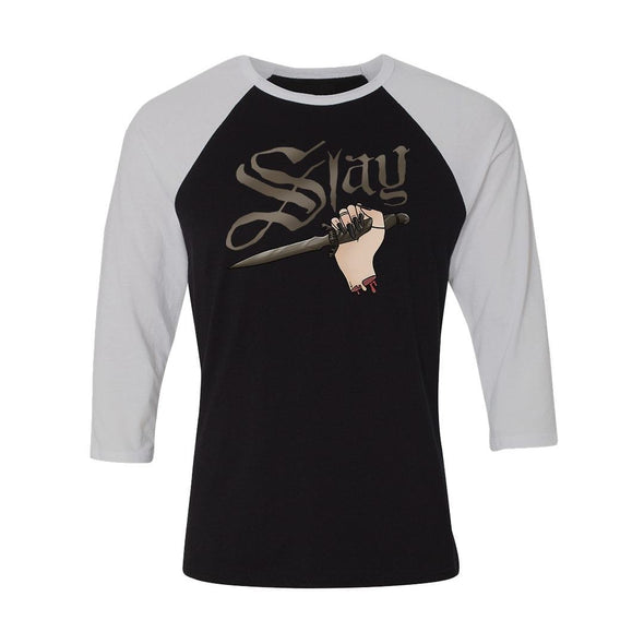 teelaunch T-shirt Canvas Unisex 3/4 Raglan / Black/White / S Slay Unisex Raglan