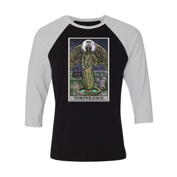 teelaunch T-shirt Canvas Unisex 3/4 Raglan / Black/White / S Temperance Tarot Card - Ghoulish Edition Unisex Raglan