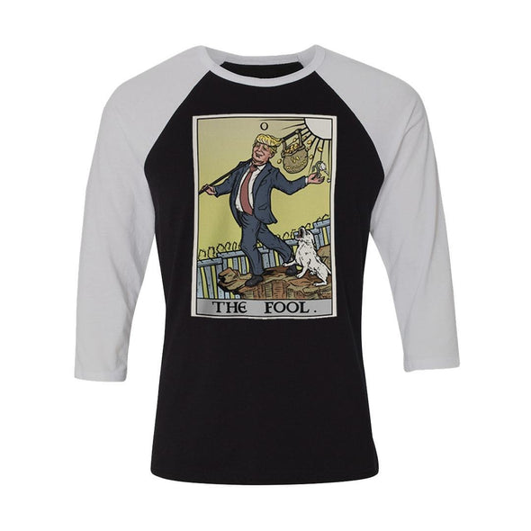 teelaunch T-shirt Canvas Unisex 3/4 Raglan / Black/White / S The Fool Tarot Card - Donald Trump Unisex Raglan