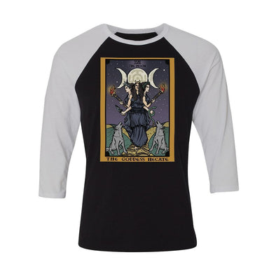 teelaunch T-shirt Canvas Unisex 3/4 Raglan / Black/White / S The Goddess Hecate In Tarot Unisex Raglan