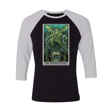teelaunch T-shirt Canvas Unisex 3/4 Raglan / Black/White / S The Hierophant Tarot Card - Ghoulish Edition Unisex Raglan