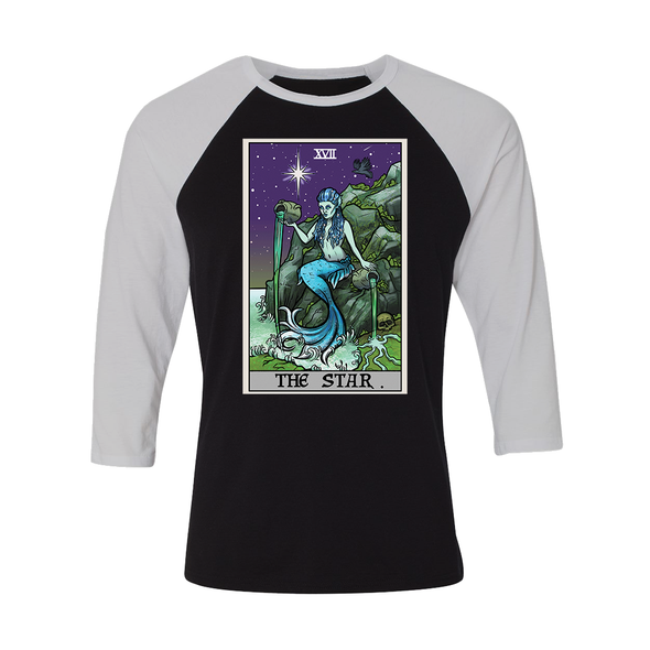teelaunch T-shirt Canvas Unisex 3/4 Raglan / Black/White / S The Star Tarot Card - Ghoulish Edition Unisex Raglan