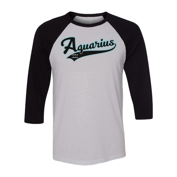 teelaunch T-shirt Canvas Unisex 3/4 Raglan / White/Black / S Aquarius - Baseball Style Unisex Raglan