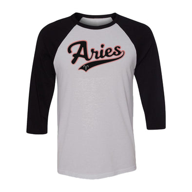 teelaunch T-shirt Canvas Unisex 3/4 Raglan / White/Black / S Aries - Baseball Style Unisex Raglan