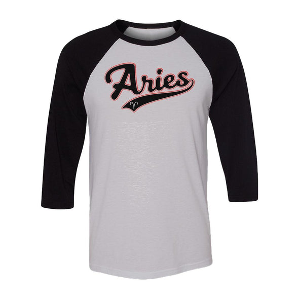 teelaunch T-shirt Canvas Unisex 3/4 Raglan / White/Black / S Aries - Baseball Style Unisex Raglan