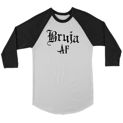 teelaunch T-shirt Canvas Unisex 3/4 Raglan / White/Black / S Bruja AF (Unweathered & Black Text) Unisex Raglan