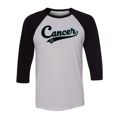 teelaunch T-shirt Canvas Unisex 3/4 Raglan / White/Black / S Cancer - Baseball Style Unisex Raglan