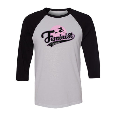 teelaunch T-shirt Canvas Unisex 3/4 Raglan / White/Black / S Feminist Witch Unisex Raglan