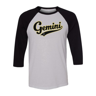 teelaunch T-shirt Canvas Unisex 3/4 Raglan / White/Black / S Gemini - Baseball Style Unisex Raglan