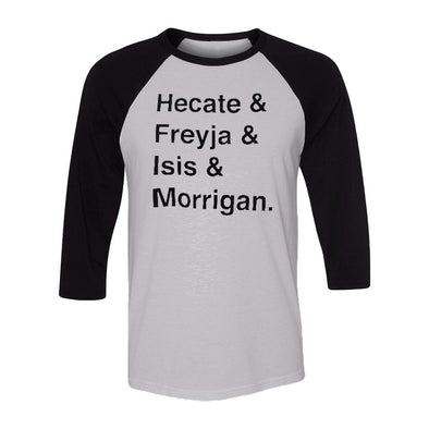 teelaunch T-shirt Canvas Unisex 3/4 Raglan / White/Black / S Goddesses of Magick Unisex Raglan