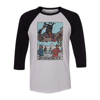 teelaunch T-shirt Canvas Unisex 3/4 Raglan / White/Black / S Judgement By Krampus Raglan