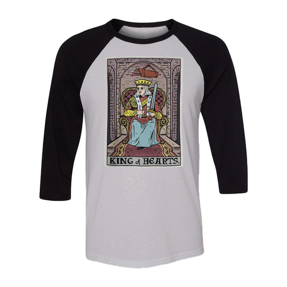 teelaunch T-shirt Canvas Unisex 3/4 Raglan / White/Black / S King of Hearts In Tarot Raglan
