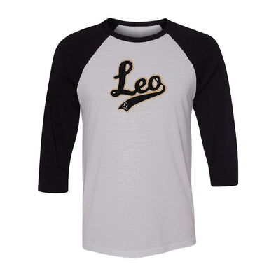 teelaunch T-shirt Canvas Unisex 3/4 Raglan / White/Black / S Leo - Baseball Style Unisex Raglan