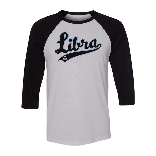 teelaunch T-shirt Canvas Unisex 3/4 Raglan / White/Black / S Libra - Baseball Style Unisex Raglan