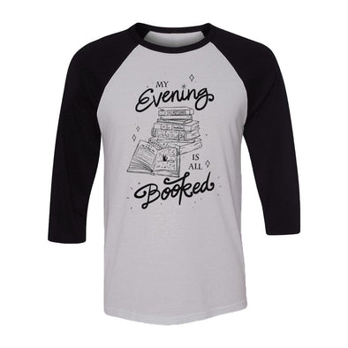 teelaunch T-shirt Canvas Unisex 3/4 Raglan / White/Black / S My Evening Is All Booked Raglan