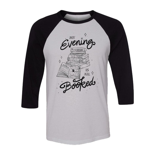 teelaunch T-shirt Canvas Unisex 3/4 Raglan / White/Black / S My Evening Is All Booked Raglan