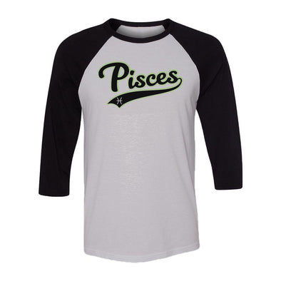 teelaunch T-shirt Canvas Unisex 3/4 Raglan / White/Black / S Pisces - Baseball Style Unisex Raglan