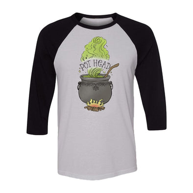 teelaunch T-shirt Canvas Unisex 3/4 Raglan / White/Black / S Pot Head Raglan