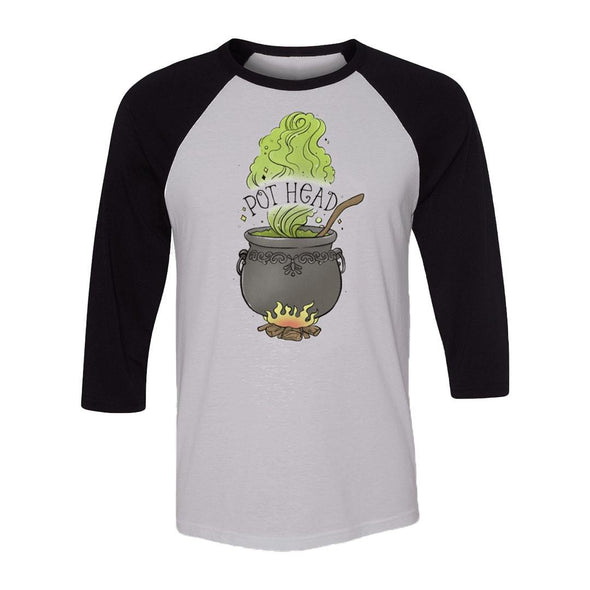 teelaunch T-shirt Canvas Unisex 3/4 Raglan / White/Black / S Pot Head Raglan