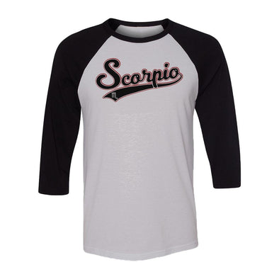 teelaunch T-shirt Canvas Unisex 3/4 Raglan / White/Black / S Scorpio - Baseball Style Unisex Raglan