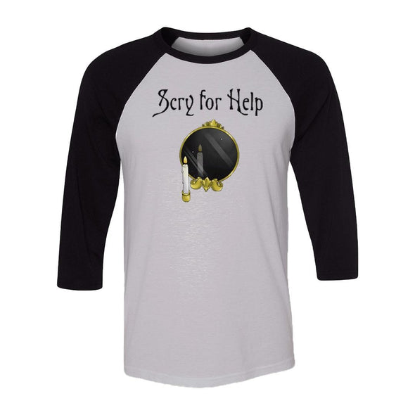 teelaunch T-shirt Canvas Unisex 3/4 Raglan / White/Black / S Scry for Help Raglan