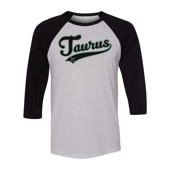 teelaunch T-shirt Canvas Unisex 3/4 Raglan / White/Black / S Taurus - Baseball Style Unisex Raglan