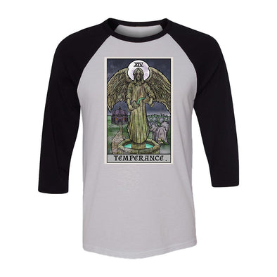 teelaunch T-shirt Canvas Unisex 3/4 Raglan / White/Black / S Temperance Tarot Card - Ghoulish Edition Unisex Raglan