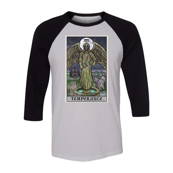 teelaunch T-shirt Canvas Unisex 3/4 Raglan / White/Black / S Temperance Tarot Card - Ghoulish Edition Unisex Raglan