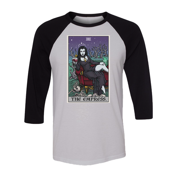 teelaunch T-shirt Canvas Unisex 3/4 Raglan / White/Black / S The Empress Tarot Card - Ghoulish Edition Unisex Raglan