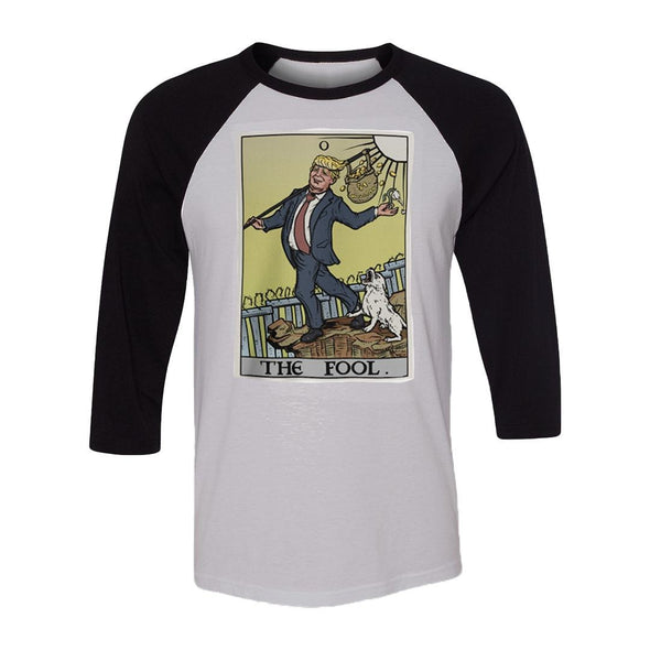teelaunch T-shirt Canvas Unisex 3/4 Raglan / White/Black / S The Fool Tarot Card - Donald Trump Unisex Raglan