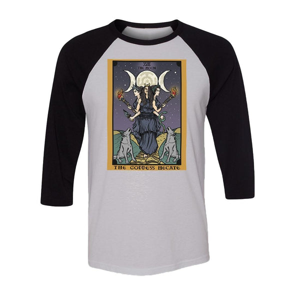 teelaunch T-shirt Canvas Unisex 3/4 Raglan / White/Black / S The Goddess Hecate In Tarot Unisex Raglan