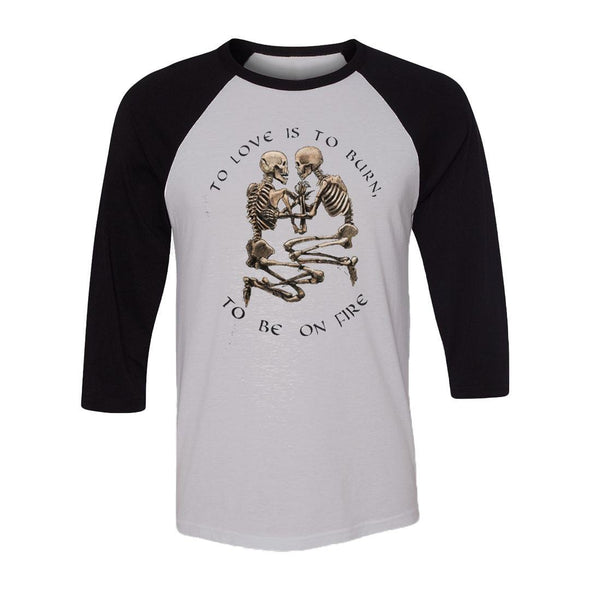 teelaunch T-shirt Canvas Unisex 3/4 Raglan / White/Black / S To Love Is To Burn Raglan
