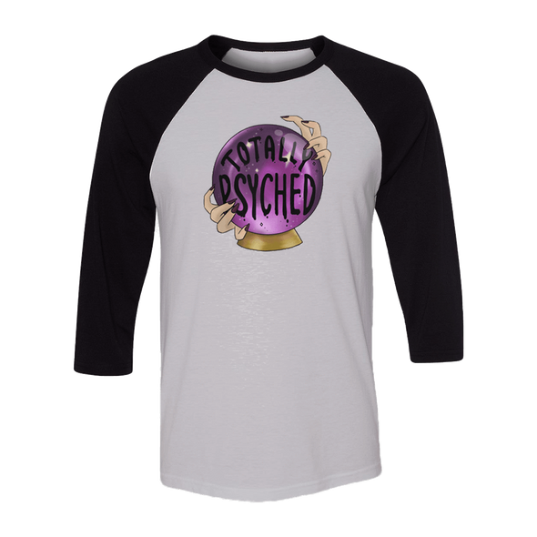 teelaunch T-shirt Canvas Unisex 3/4 Raglan / White/Black / S Totally Psyched Raglan