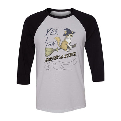 teelaunch T-shirt Canvas Unisex 3/4 Raglan / White/Black / S Yes, I Can Drive A Stick Raglan