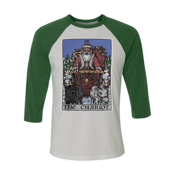 teelaunch T-shirt Canvas Unisex 3/4 Raglan / White/Evergreen / S The Chariot - Christmas Edition Raglan