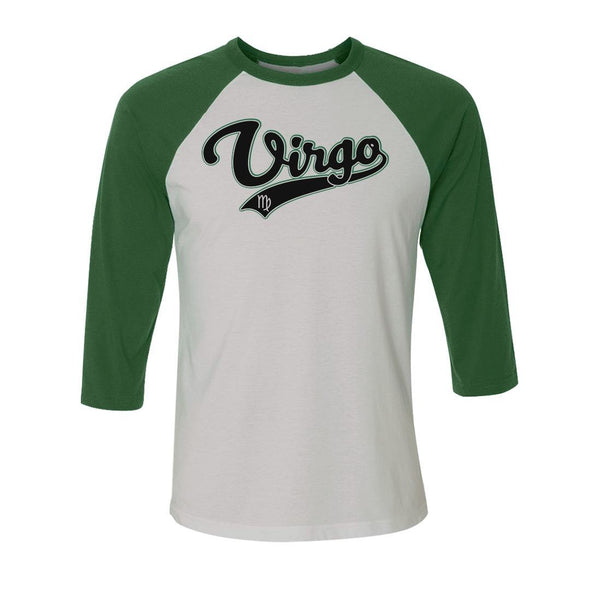 teelaunch T-shirt Canvas Unisex 3/4 Raglan / White/Evergreen / S Virgo - Baseball Style Unisex Raglan