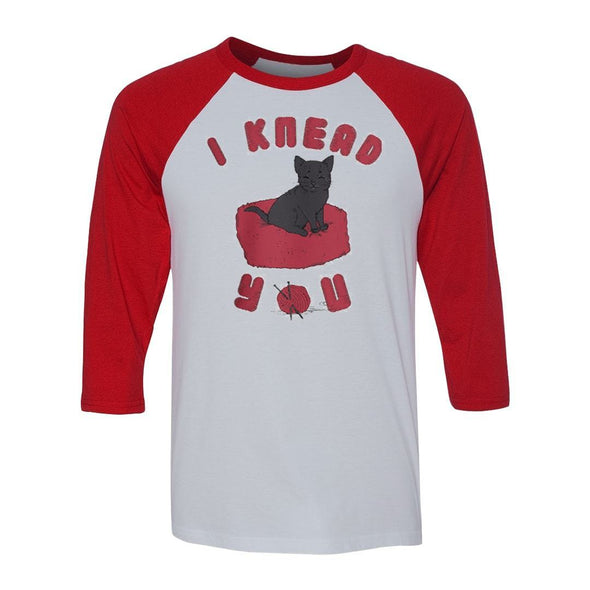 teelaunch T-shirt Canvas Unisex 3/4 Raglan / White/Red / S I Knead You Unisex Raglan