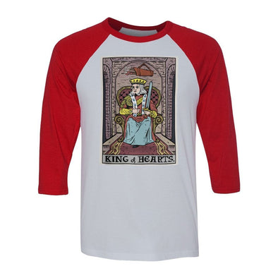 teelaunch T-shirt Canvas Unisex 3/4 Raglan / White/Red / S King of Hearts In Tarot Raglan