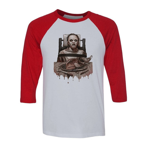 teelaunch T-shirt Canvas Unisex 3/4 Raglan / White/Red / S Thanksgrieving Raglan