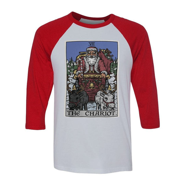teelaunch T-shirt Canvas Unisex 3/4 Raglan / White/Red / S The Chariot - Christmas Edition Raglan