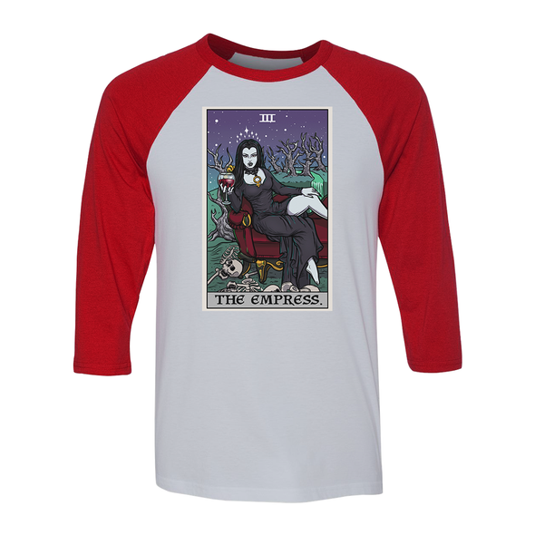 teelaunch T-shirt Canvas Unisex 3/4 Raglan / White/Red / S The Empress Tarot Card - Ghoulish Edition Unisex Raglan