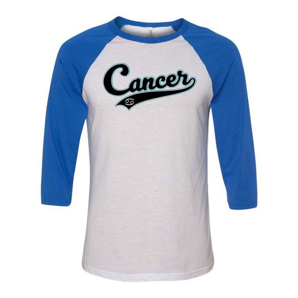teelaunch T-shirt Canvas Unisex 3/4 Raglan / White/Royal / S Cancer - Baseball Style Unisex Raglan