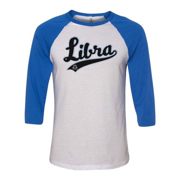 teelaunch T-shirt Canvas Unisex 3/4 Raglan / White/Royal / S Libra - Baseball Style Unisex Raglan