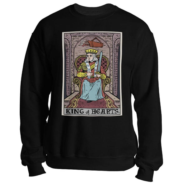 teelaunch T-shirt Crewneck Sweatshirt / Black / S King of Hearts In Tarot Unisex Sweatshirt
