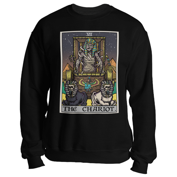 teelaunch T-shirt Crewneck Sweatshirt / Black / S The Chariot Tarot Card - Ghoulish Edition Unisex Sweatshirt