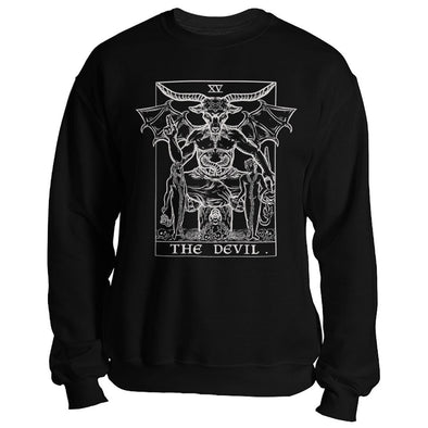 teelaunch T-shirt Crewneck Sweatshirt / Black / S The Devil Monochrome Tarot Card - Ghoulish Edition Unisex Sweatshirt
