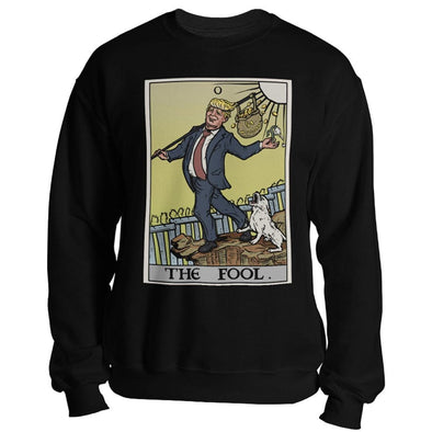teelaunch T-shirt Crewneck Sweatshirt / Black / S The Fool Tarot Card - Donald Trump Unisex Sweatshirt