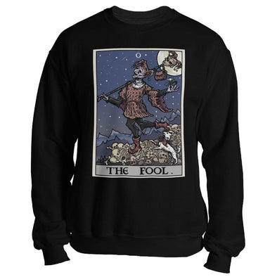 teelaunch T-shirt Crewneck Sweatshirt / Black / S The Fool Tarot Card Unisex Sweatshirt